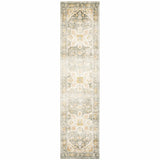 2' X 8' Gray And Ivory Oriental Power Loom Stain Resistant Runner Rug