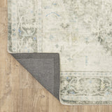 8' X 10' Grey Gold Orange And Ivory Oriental Power Loom Stain Resistant Area Rug
