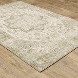 8' X 10' Grey Ivory Tan And Beige Oriental Power Loom Stain Resistant Area Rug