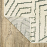 2' X 8' Grey Beige And Blue Power Loom Stain Resistant Runner Rug