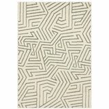 5' X 7' Beige Grey And Light Blue Geometric Power Loom Stain Resistant Area Rug