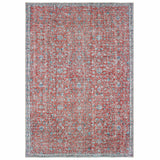 2' X 3' Red And Blue Oriental Power Loom Stain Resistant Area Rug