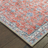 2' X 3' Red And Blue Oriental Power Loom Stain Resistant Area Rug