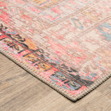 8' X 10' Pink And Blue Oriental Power Loom Stain Resistant Area Rug