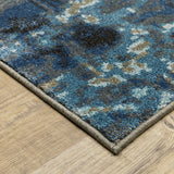 8' X 10' Blue And Grey Oriental Power Loom Stain Resistant Area Rug