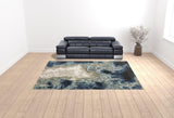 10' X 13' Blue Grey Charcoal And Beige Abstract Power Loom Stain Resistant Area Rug