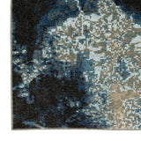 10' X 13' Blue Grey Charcoal And Beige Abstract Power Loom Stain Resistant Area Rug