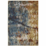 10' X 13' Blue Gold Teal Rust Grey And Beige Abstract Power Loom Stain Resistant Area Rug