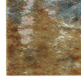 10' X 13' Blue Gold Teal Rust Grey And Beige Abstract Power Loom Stain Resistant Area Rug