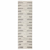 2' X 8' Ivory And Grey Geometric Shag Power Loom Stain Resistant Runner Rug
