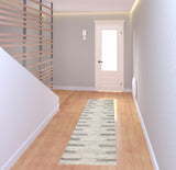 2' X 8' Ivory And Grey Geometric Shag Power Loom Stain Resistant Runner Rug