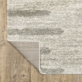 2' X 8' Ivory And Grey Geometric Shag Power Loom Stain Resistant Runner Rug