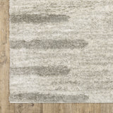 2' X 8' Ivory And Grey Geometric Shag Power Loom Stain Resistant Runner Rug