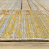 8' Beige and Charcoal Geometric Power Loom Runner Rug