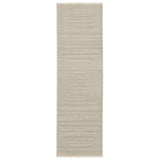 8' Ivory Beige Taupe And Tan Geometric Power Loom Runner Rug With Fringe