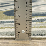 8' Grey Gold Black Charcoal And Beige Abstract Power Loom Runner Rug With Fringe