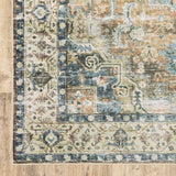 2' X 3' Blue And Gold Oriental Printed Non Skid Area Rug