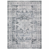 2' X 3' Gray And Ivory Oriental Printed Non Skid Area Rug