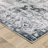 2' X 3' Gray And Ivory Oriental Printed Non Skid Area Rug