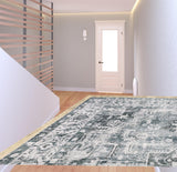8' Gray And Ivory Oriental Printed Non Skid Runner Rug