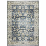 2' X 3' Blue And Ivory Oriental Printed Non Skid Area Rug