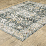 8' Blue And Ivory Oriental Printed Non Skid Runner Rug