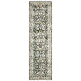 8' Charcoal Oriental Printed Non Skid Runner Rug