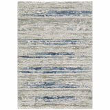 8' X 11' Blue Ivory Grey Light Blue And Brown Abstract Power Loom Stain Resistant Area Rug