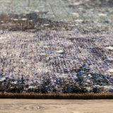 8' X 11' Grey Blue Ivory Brown Beige And Navy Abstract Power Loom Stain Resistant Area Rug