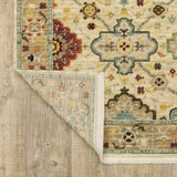 2' X 10' Blue And Red Oriental Power Loom Runner Rug With Fringe