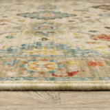 2' X 10' Beige And Ivory Oriental Power Loom Runner Rug With Fringe