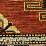 12' Red Gold Blue Brown Oriental Power Loom Runner Rug With Fringe