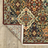 2' X 10' Red And Ivory Oriental Power Loom Runner Rug With Fringe