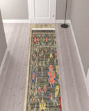 2' X 10' Gray And Ivory Oriental Power Loom Runner Rug With Fringe