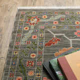 2' X 10' Gray And Ivory Oriental Power Loom Runner Rug With Fringe