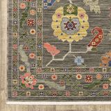 2' X 10' Charcoal Oriental Power Loom Runner Rug With Fringe