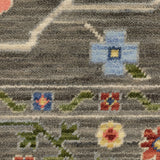 2' X 10' Charcoal Oriental Power Loom Runner Rug With Fringe