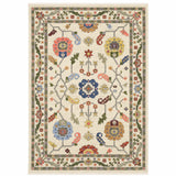 12' Gray and Ivory Oriental Power Loom Runner Rug