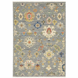 2' X 10' Gray And Ivory Oriental Power Loom Runner Rug With Fringe