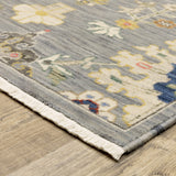 2' X 10' Gray And Ivory Oriental Power Loom Runner Rug With Fringe
