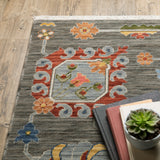 2' X 10' Blue And Ivory Oriental Power Loom Runner Rug With Fringe