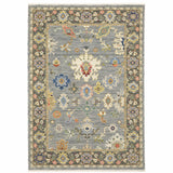 2' X 10' Blue And Gray Oriental Power Loom Runner Rug With Fringe
