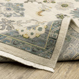2' X 10' Blue And Gray Oriental Power Loom Runner Rug With Fringe
