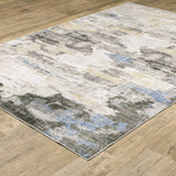 2' X 10' Blue And Ivory Oriental Power Loom Runner Rug With Fringe