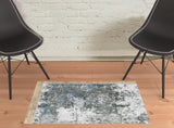 2' X 3' Gray And Ivory Abstract Printed Stain Resistant Non Skid Area Rug