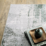 2' X 8' Gray And Ivory Abstract Printed Stain Resistant Non Skid Runner Rug