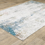 5' X 7' Gray And White Abstract Printed Stain Resistant Non Skid Area Rug