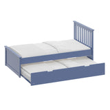 Blue Solid Wood Twin Bed With Pull Out Trundle