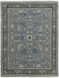 5' X 8' Blue Gray And Taupe Wool Floral Hand Knotted Stain Resistant Area Rug