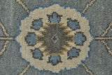 5' X 8' Blue Gray And Taupe Wool Floral Hand Knotted Stain Resistant Area Rug